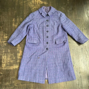 50’s Era Original Vintage Harris Tweed Hand Woven Wool Tweed Overcoat Womens M/L